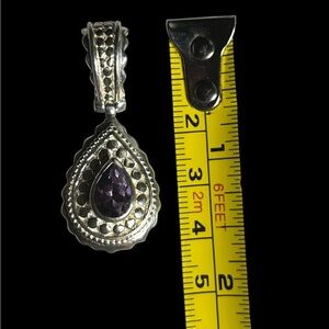Stunning Vintage 925 Silver Amethyst Teardrop Pendant